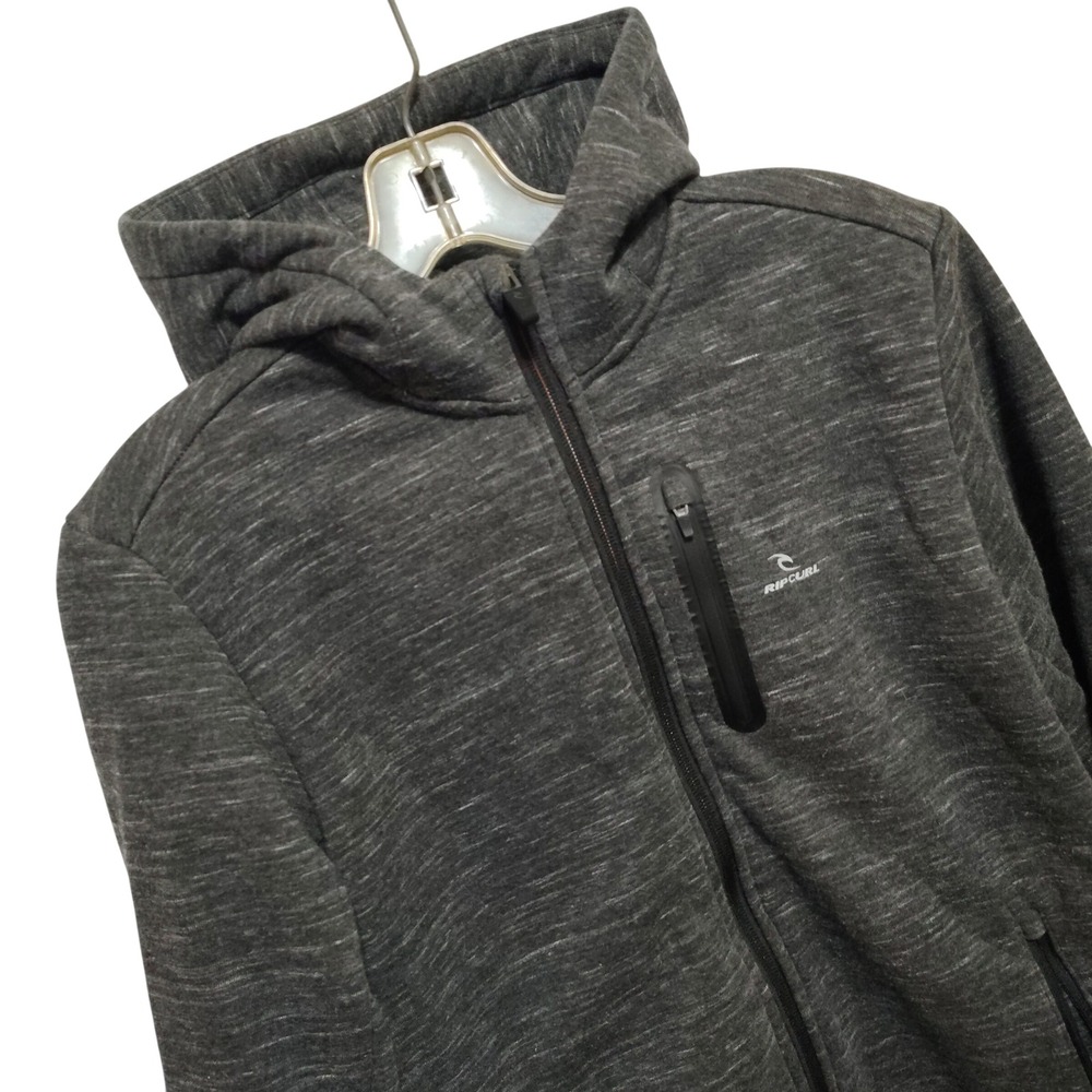 Rip Curl Anti Series Fleece‎ Hoodie Jacket Youth Boys L Gray Orange Zip Up